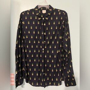 Pineapple Print Navy Button-Up Shirt